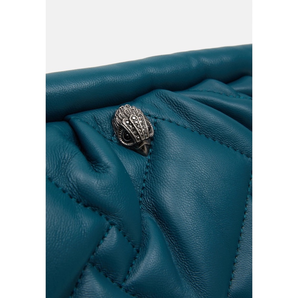 Kurt Geiger Quilted Kensington Soft Leather Convertible Clutch NWT Teal Eagle - Picture 5 of 7